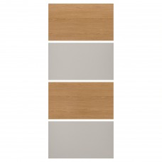 4 панели для рамы раздвижной двери IKEA MEHAMN дуб светло-серый темно-серый 100x236 см (804.452.53)