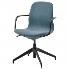 Конференц-крісло з підлокітником IKEA LANGFJALL синій чорний (891.762.27)