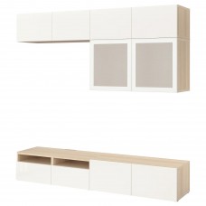 Комбінація шаф для TV IKEA BESTA білений дуб 240x40x230 см (891.926.23)