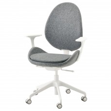 Офісний стілець з підлокітником IKEA HATTEFJALL сірий білий (892.521.36)