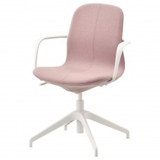 Конференц-крісло з підлокітником IKEA LANGFJALL світлий коричнево-рожевий білий (892.525.89)