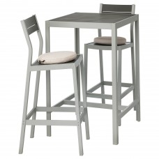 Барний стіл і 2 барних стільці IKEA SJALLAND темно-сірий бежевий (892.681.04)