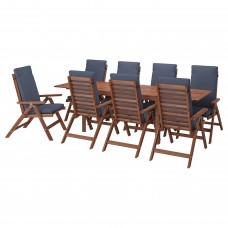 Стіл і 8 стільців IKEA APPLARO коричневий синій (892.687.93)