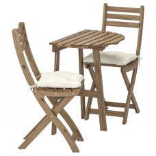 Пристінний стіл і 2 розкладних стільці IKEA ASKHOLMEN сіро-коричневий бежевий (892.860.04)