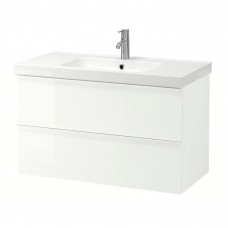Шкаф для раковины IKEA GODMORGON / ODENSVIK глянцевый белый 103x49x64 см (892.929.67)