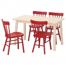 Стіл і 4 стільці IKEA NORRAKER / NORRARYD береза червоний 125x74 см (892.972.34)