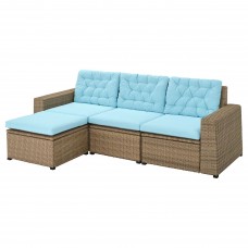 3-місний модульний диван IKEA SOLLERON коричневий світло-блакитний (893.032.68)