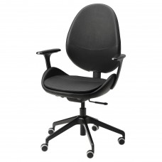 Офісний стілець з підлокітником IKEA HATTEFJALL чорний чорний (893.052.05)