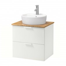Шкаф для раковины IKEA GODMORGON/TOLKEN / TORNVIKEN белый бамбук 62x49x74 см (893.081.43)