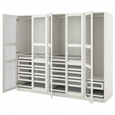 Гардероб IKEA PAX / TYSSEDAL білий скло 250x60x201 см (893.249.49)