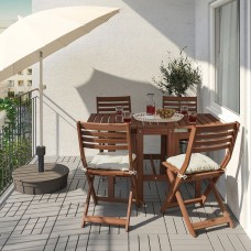 Стіл і 4 розкладні стільці IKEA APPLARO сад балкон коричневий бежевий (893.284.57)