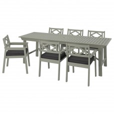 Стіл і 6 крісел з підлокітниками IKEA BONDHOLMEN сад балкон сірий антрацит (893.285.27)