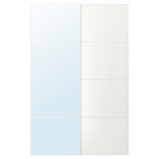 Пара раздвижных дверей IKEA AULI / MEHAMN зеркальное стекло белый 150x236 см (893.288.10)