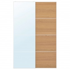 Пара розсувних дверцят IKEA AULI / MEHAMN дзеркальне скло дуб 150x236 см (893.288.86)