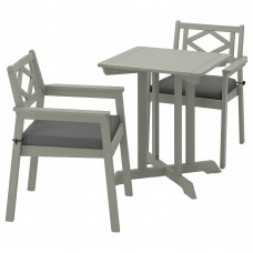 Стіл і 2 крісла з підлокітниками IKEA BONDHOLMEN сад балкон сірий темно-сірий (893.294.90)
