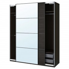 Гардероб IKEA PAX / MEHAMN/AULI чорно-коричневий дзеркальне скло 200x66x236 см (893.306.53)