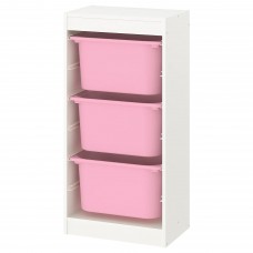 Комбинация стелажа IKEA TROFAST белый розовый 46x30x94 см (893.359.76)