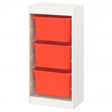 Комбінація стелажу IKEA TROFAST білий оранжевий 46x30x94 см (893.359.81)