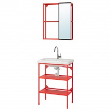 Комплект мебели для ванной IKEA ENHET / TVALLEN красно-оранжевый 64x43x87 см (893.375.79)