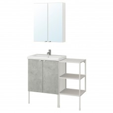 Набір меблів для ванної IKEA ENHET / TVALLEN під бетон білий 102x43x87 см (893.376.59)