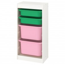Комбинация стелажа IKEA TROFAST белый зеленый розовый 46x30x94 см (893.382.01)