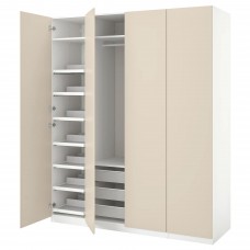 Гардероб IKEA PAX / REINSVOLL білий сіро-бежевий 200x60x236 см (893.846.55)