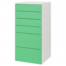 Комод с 6 ящиками IKEA SMASTAD / PLATSA белый зеленый 60x57x123 см (893.877.29)