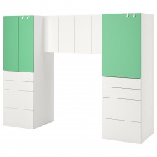 Шкаф IKEA SMASTAD белый зеленый 240x57x181 см (893.910.24)