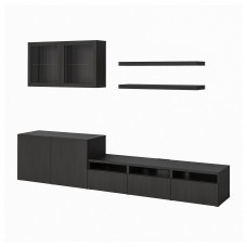 Комбінація шаф для TV IKEA BESTA / LACK чорно-коричневий 300x42x195 см (893.987.37)