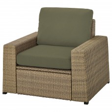 Садове крісло IKEA SOLLERON коричневий темно-бежево-зелений (894.136.86)