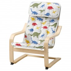 Кресло детское IKEA POANG березовый шпон орнамент «динозавры» (894.175.85)