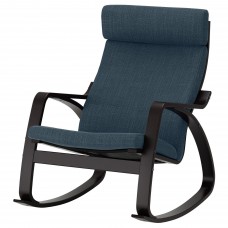 Крісло-гойдалка IKEA POANG чорно-коричневий темно-синій (894.291.64)