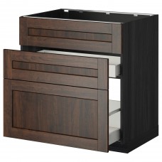 Підлогова кухонна шафа IKEA METOD / MAXIMERA чорний коричневий 80x60 см (899.197.37)