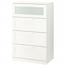 Комод з 4 шухлядами IKEA BRIMNES білий матове скло 78x124 см (903.920.46)