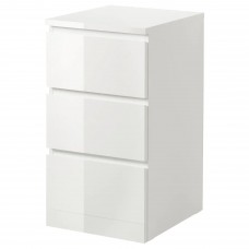 Комод з 3 шухлядами IKEA MALM глянцевий білий 40x78 см (904.240.52)