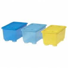 Коробка з кришкою IKEA GLIS жовтий синій 17x10 см (904.661.55)