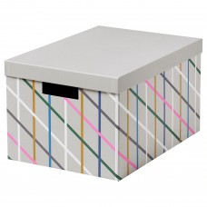 Коробка з кришкою IKEA TJENA різнобарвний сірий 25x35x20 см (904.673.29)