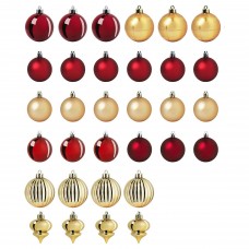 Набор елочных шаров IKEA VINTER 2020 32 шт. красный золотой (904.757.20)