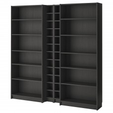 Стелаж для книг IKEA BILLY / GNEDBY чорно-коричневий 200x28x202 см (990.204.76)