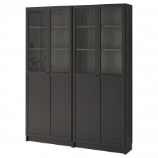 Стеллаж для книг IKEA BILLY / OXBERG черно-коричневый 160x30x202 см (990.204.81)