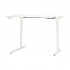 Кутовий лівобічний письмовий стіл IKEA BEKANT білий 160x110 см (990.222.77)