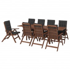 Стіл і 8 стільців IKEA APPLARO коричневий чорний (991.569.31)