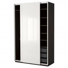 Гардероб IKEA PAX чорно-коричневий глянцевий білий 150x66x236 см (991.805.73)
