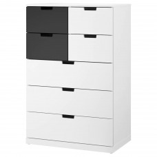 Комод на 7 шухляд IKEA NORDLI білий антрацит 80x122 см (992.117.58)