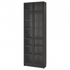 Стеллаж для книг IKEA BILLY / OXBERG черно-коричневый 80x30x237 см (992.177.55)