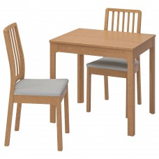Стіл і 2 стільці IKEA EKEDALEN / EKEDALEN дуб світло-сірий 80/120 см (992.213.90)
