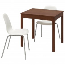 Стіл і 2 стільці IKEA EKEDALEN / LEIFARNE коричневий білий 80/120 см (992.214.32)
