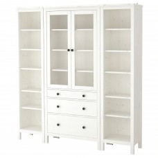 Комбінація шаф та стелажів IKEA HEMNES білий прозоре скло 188x197 см (992.342.55)