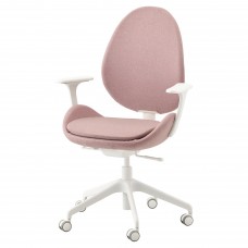Офісний стілець з підлокітником IKEA HATTEFJALL світлий коричнево-рожевий білий (992.521.31)