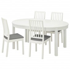 Стіл і 4 стільці IKEA BJURSTA / EKEDALEN білий світло-сірий 115 см (992.968.42)
